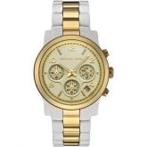 Relógio réplica MK branco com faixa dourado