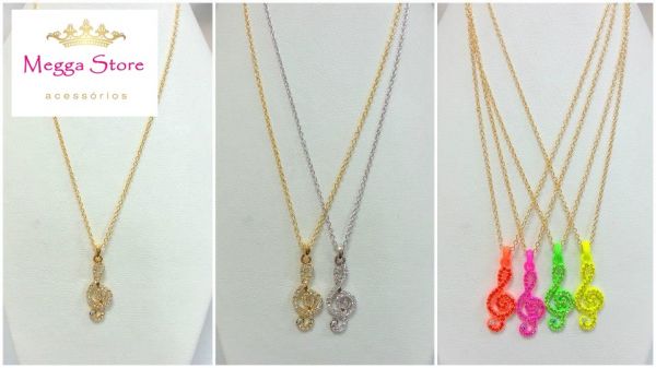 Colar clave de sol strass