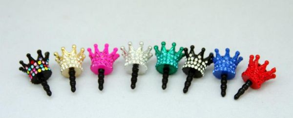 Plug para celular coroa strass colorido