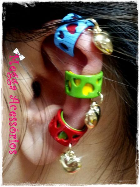 Ear Cuff coração bicolor
