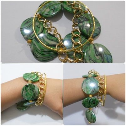 Conjunto pulseira verde